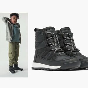 Sorel || Unisex Whitney II Waterproof Snow Rain Boots Furry Lined Black 2 NWT